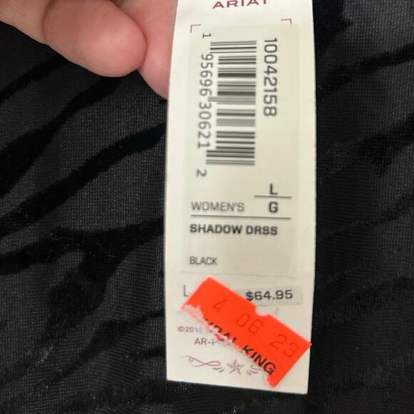 Ariat Black Shadow Mini Dress Velvet Burnout Animal Print Dolman Sleeves New Lrg - Picture 13 of 16